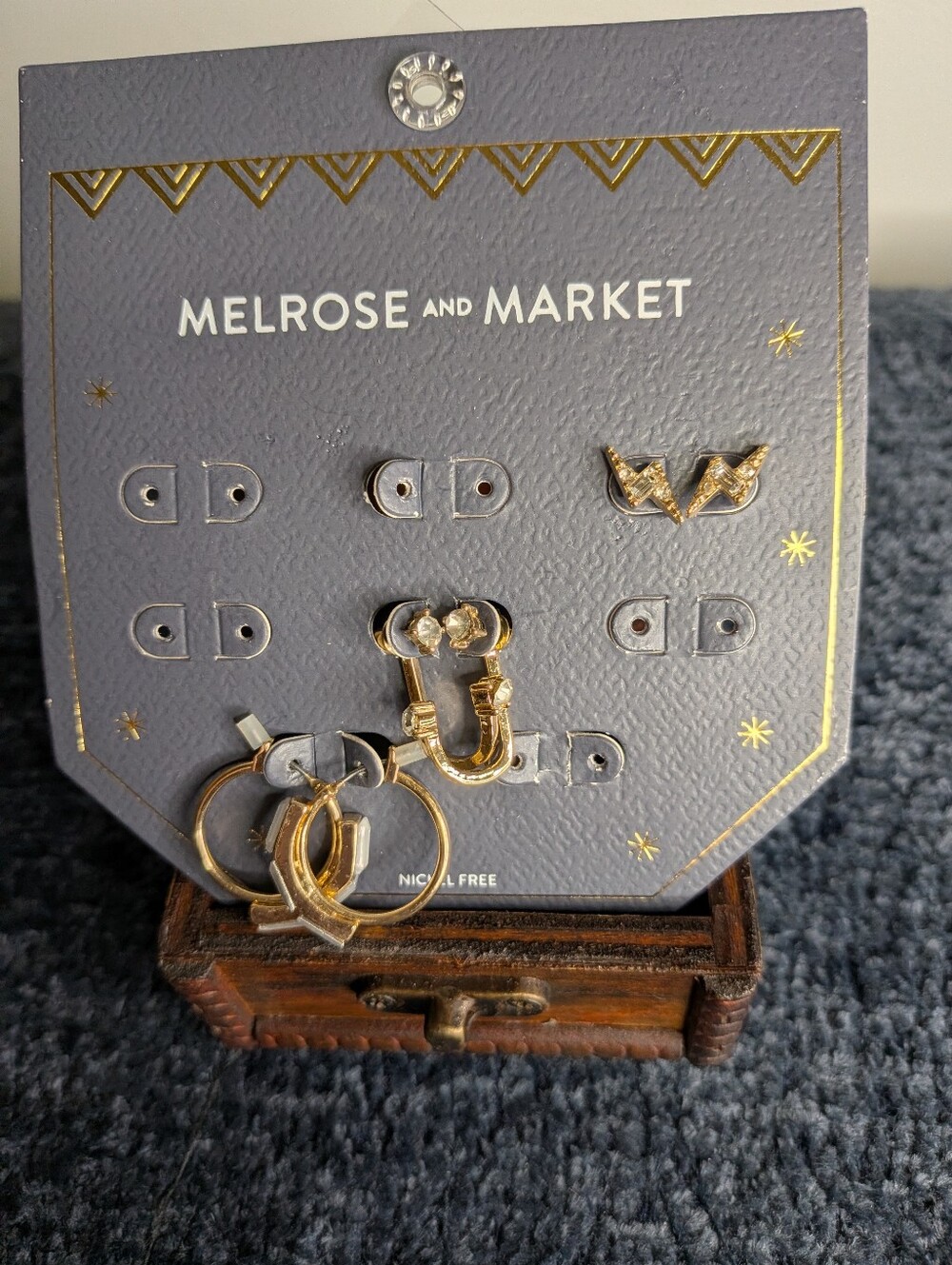 NWT Melrose & Market Gold Lightning Bolt & Hoop Earring Set 3pc